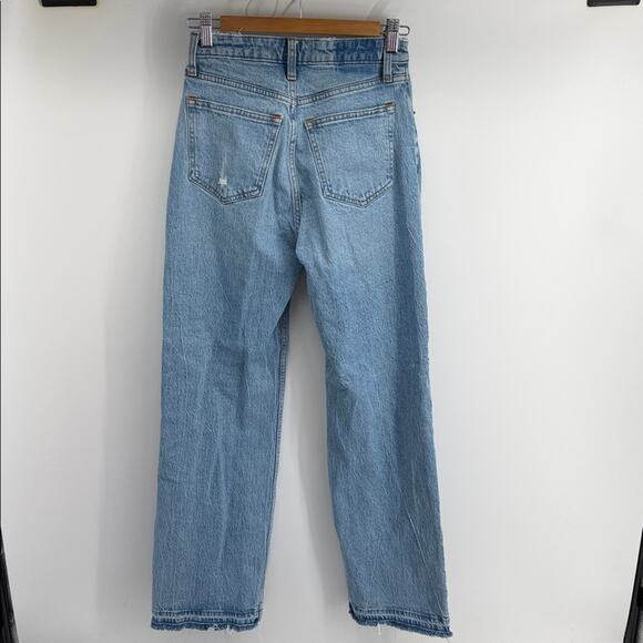 Abercrombie & Fitch The 90’s Relaxed Jeans High Rise raw hem denim jeans sz 25 - Picture 8 of 8
